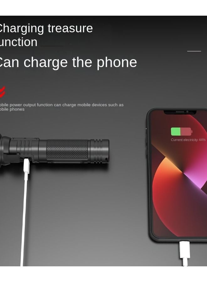 Black High Power USB Rechargeable Flashlight Digital LCD Display Aluminum For Camping Emergency - Image 5