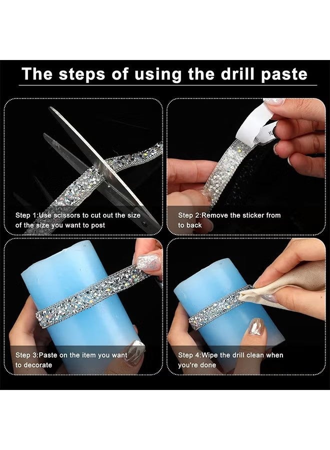 واي جيه شريط كريستال راين الماسي ذاتي اللصق للزخرفة والديكور 1 طول القطعة 92 سم العرض 1 سم - Image 5