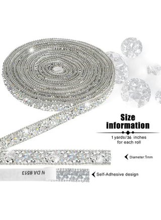 Self-Adhesive Crystal Rhinestone Diamond Ribbon for Embellishments and Decoration 1 Piece Length 92cm Width 1cm - view 2
