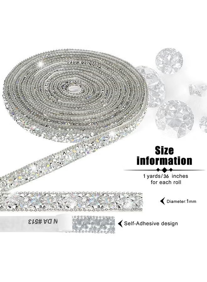 واي جيه شريط كريستال راين الماسي ذاتي اللصق للزخرفة والديكور 1 طول القطعة 92 سم العرض 1 سم - Image 2