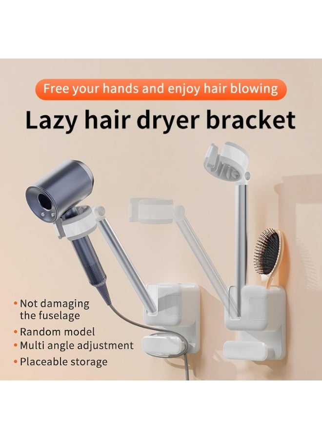 Relex Hands Free Hair Dryer Holder Wall Mounted, No-Drill Adjustable Blow Dryer Stand with Rotating Arm & Cable Hook, Universal Bathroom Hairdryer Organizer for Vanity, Wigs, Pet Grooming, Durable Design - Image 2