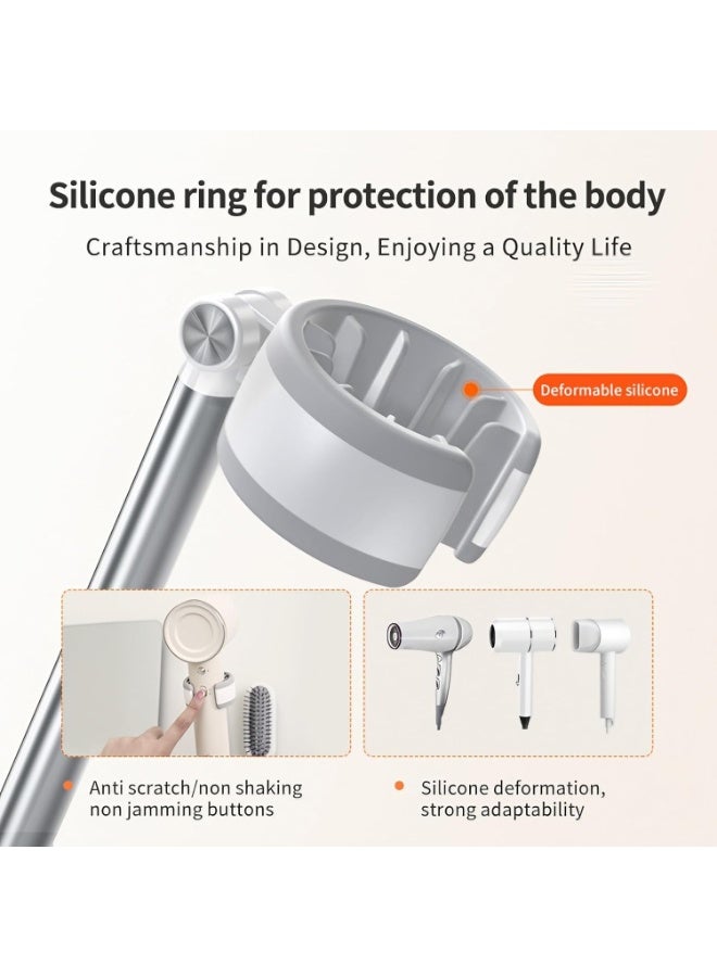 Relex Hands Free Hair Dryer Holder Wall Mounted, No-Drill Adjustable Blow Dryer Stand with Rotating Arm & Cable Hook, Universal Bathroom Hairdryer Organizer for Vanity, Wigs, Pet Grooming, Durable Design - Image 3