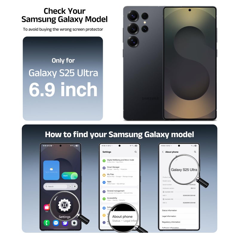 EZ-GLAZ- 4 Pack for Galaxy S25 Ultra [6.9"] Screen Protector, 100% Fingerprint Unlock, 9H+ Hardness Military Grade Shatterproof Long Durable Tempered Glass Film with Flawless Fit Box, HD Clear - Image 2