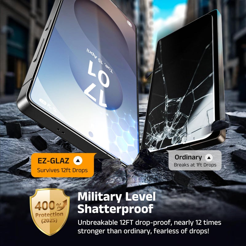 EZ-GLAZ- 4 Pack for Galaxy S25 Ultra [6.9"] Screen Protector, 100% Fingerprint Unlock, 9H+ Hardness Military Grade Shatterproof Long Durable Tempered Glass Film with Flawless Fit Box, HD Clear - Image 5