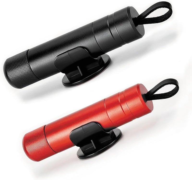 ACEBON 2-in-1 Emergency Car Escape Tool - Spring-Loaded Window Breaker & Seatbelt Cutter, Compact Lifesaver for Families, Portable Keychain Design (Black + Red) - Image 1