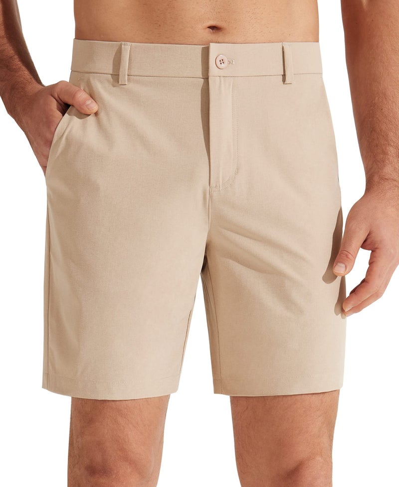 Libin Men's Golf Shorts 7" Work Dress Shorts Casual Flat Front Hybrid Short Lightweight Quick Dry Water Resistant, Khaki, Size 34 - Image 1