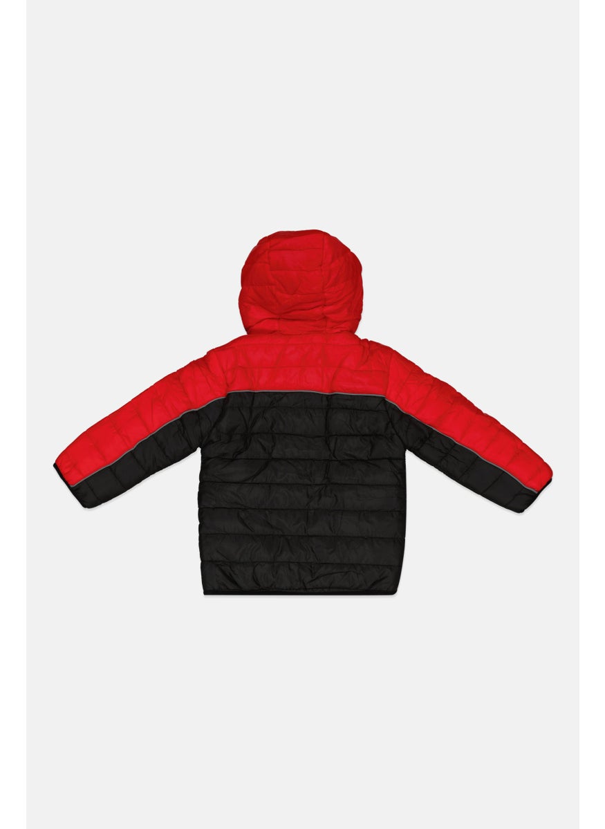 Weatherproof Kids Boy Hooded Reversible Parka Jacket, Red/Black  - Image 2