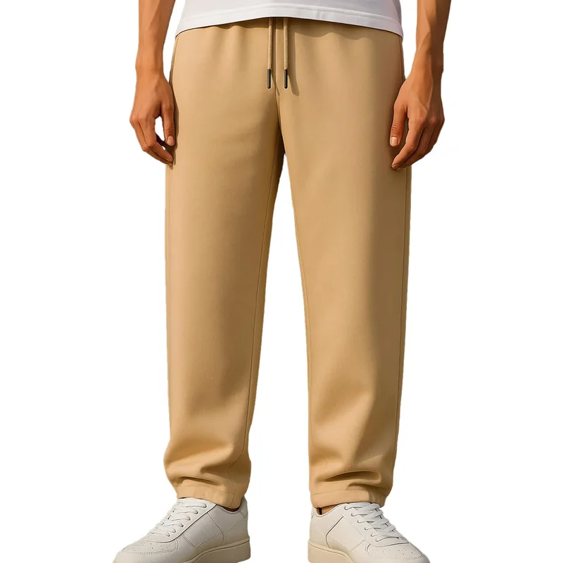 نوبيرو Classic Straight Fit Joggers for Men in Beige