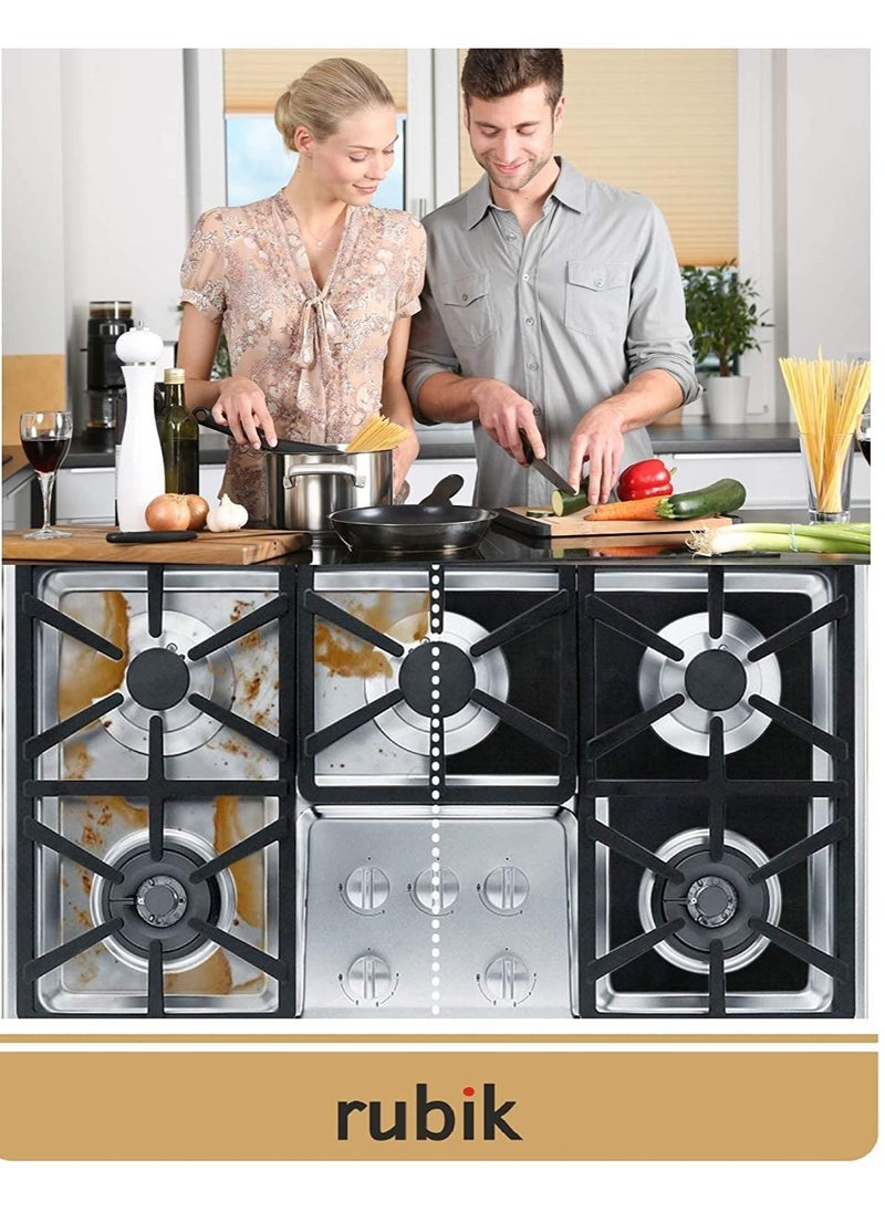 Rubik Gas Stove Burner Covers Non-Stick Gas Range Protectors Reusable Aluminum Foil Cover Liner Mat Pad - Dishwasher Safe Pack of 8pcs  - Image 2
