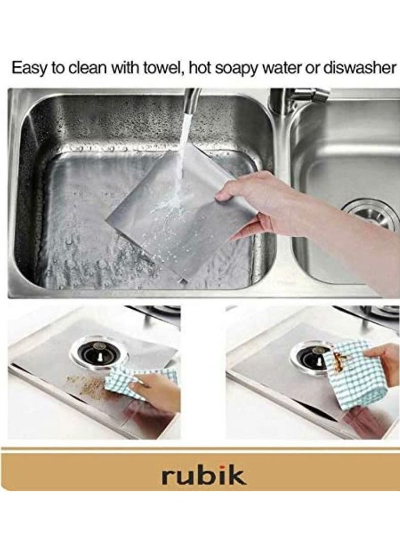 Rubik Gas Stove Burner Covers Non-Stick Gas Range Protectors Reusable Aluminum Foil Cover Liner Mat Pad - Dishwasher Safe Pack of 8pcs  - Image 5