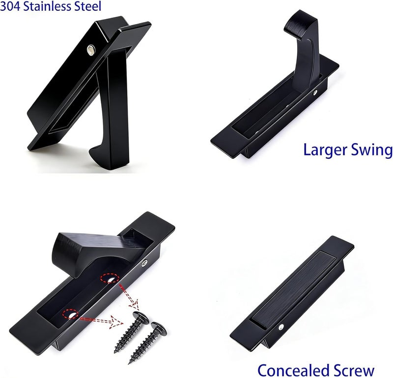 Dontay Pocket Pull Handle, Edge Pull, Professional Stainless Steel 304, Flush Mount for Sliding Door (Matte Black, 1) - Image 2