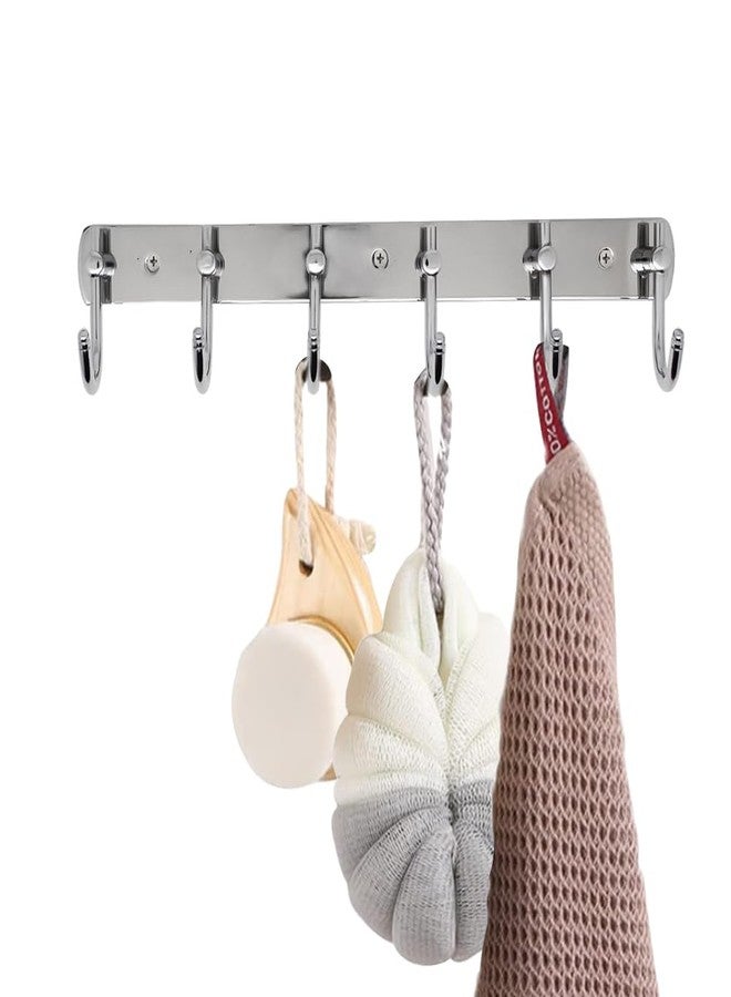 VOLO Stainless Steel 6 Hook Chrome Cloth Hanger, Wall Door Hooks Rail for Hanging Clothes, Bathroom Towel Hook Set, Door Hook for Hanging Clothes, Door Hanger (1 Pcs) - Image 2
