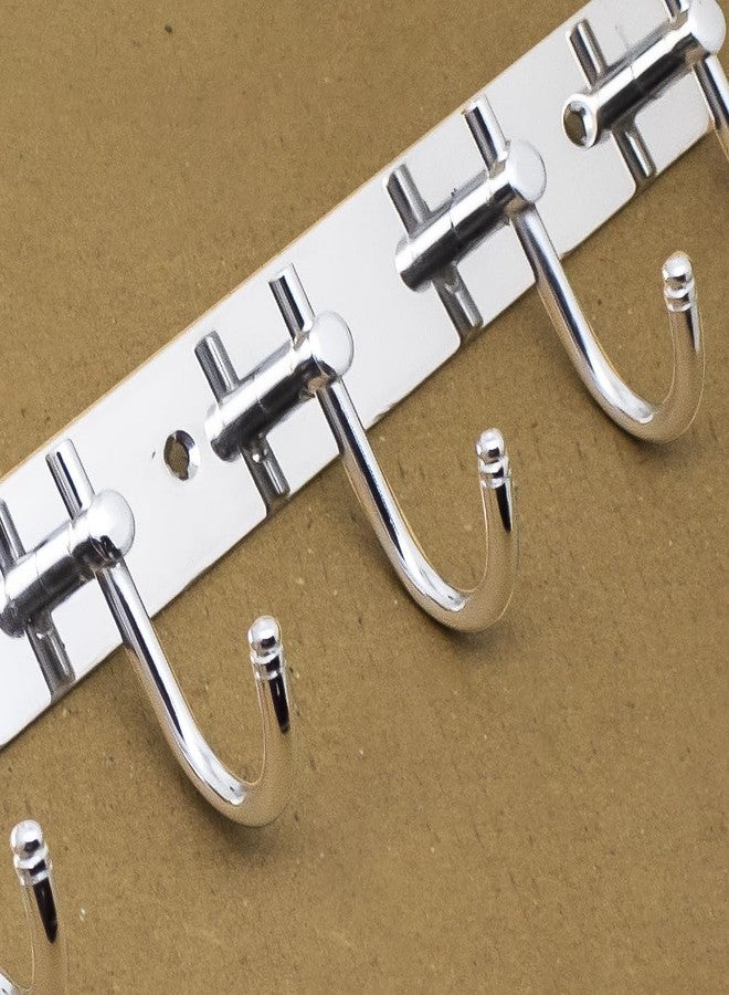 VOLO Stainless Steel 6 Hook Chrome Cloth Hanger, Wall Door Hooks Rail for Hanging Clothes, Bathroom Towel Hook Set, Door Hook for Hanging Clothes, Door Hanger (1 Pcs) - Image 5