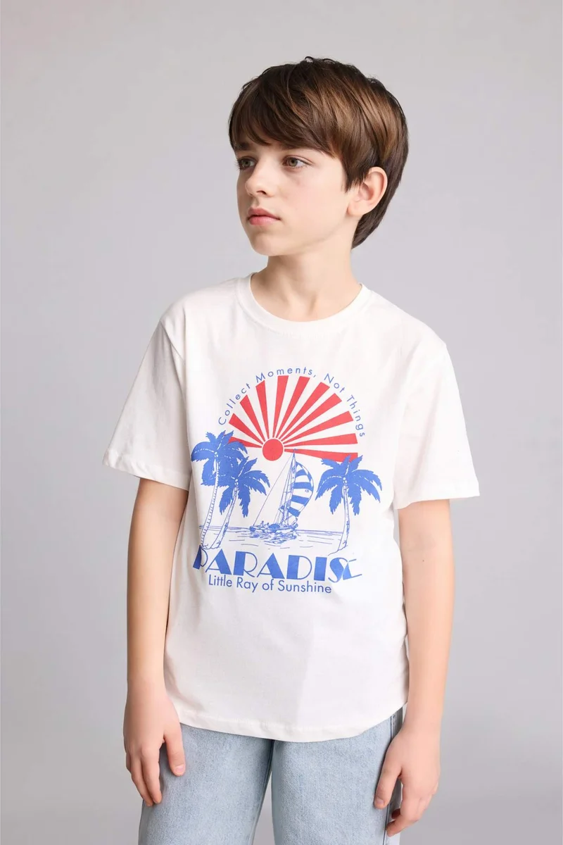 ديفاكتو New Regular Fit Printed Short Sleeve T-Shirt