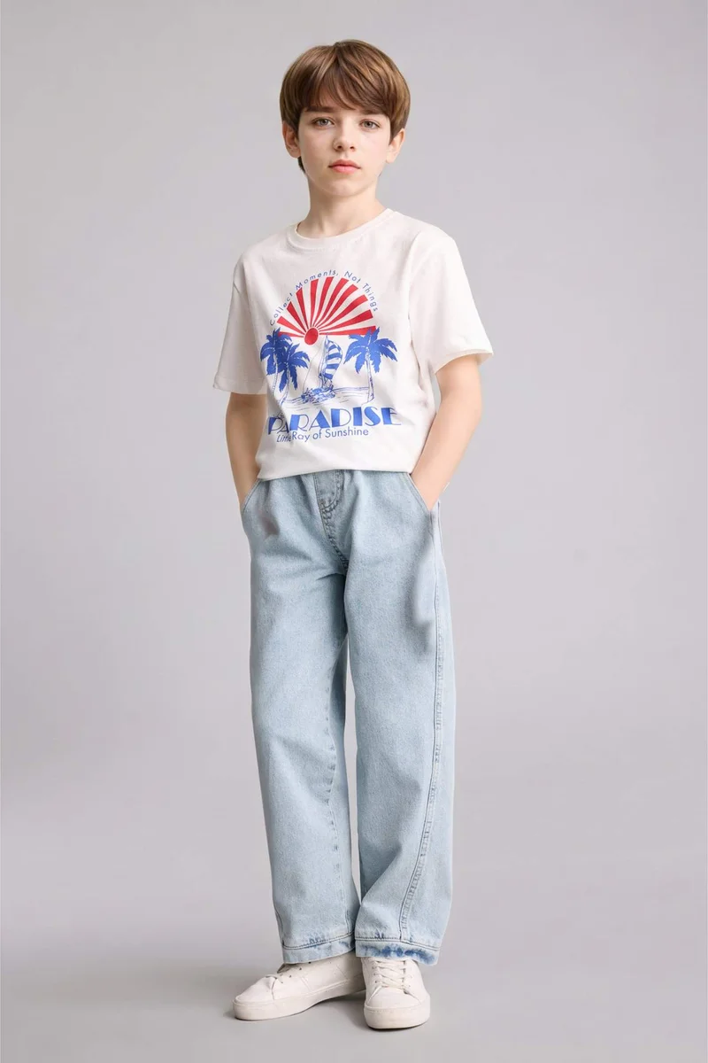 ديفاكتو New Regular Fit Printed Short Sleeve T-Shirt