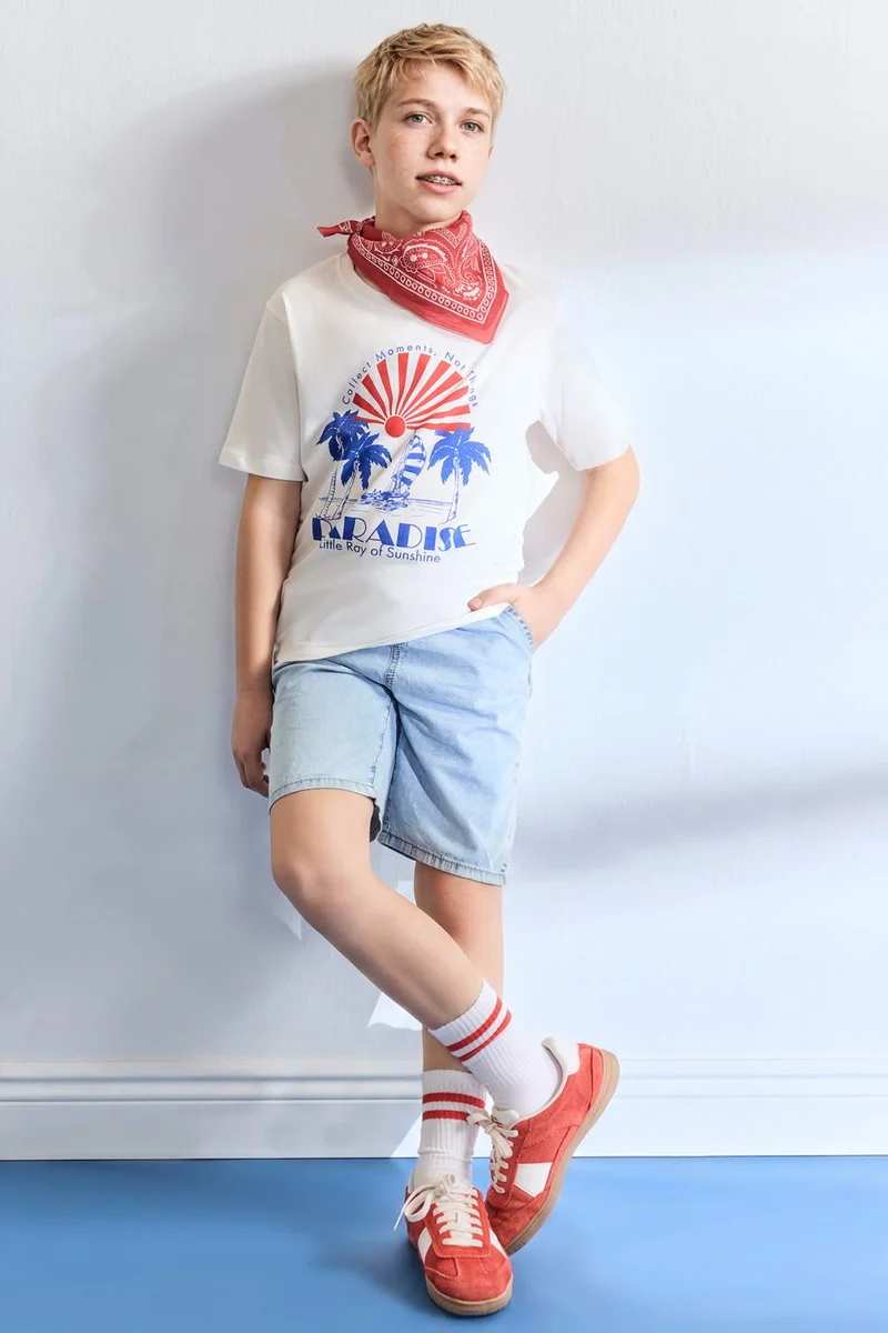 ديفاكتو New Regular Fit Printed Short Sleeve T-Shirt