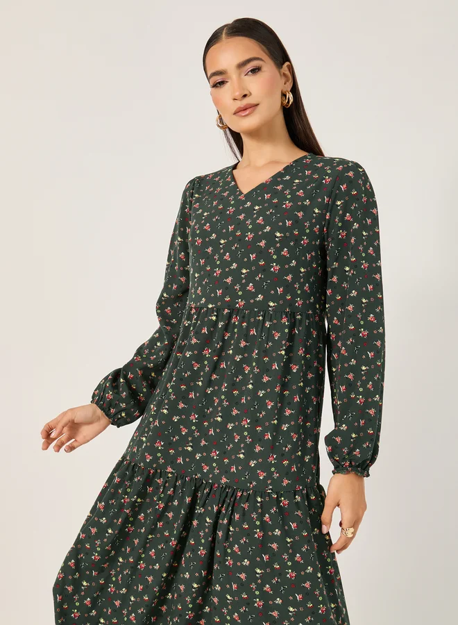 Styli Floral Tiered Dress