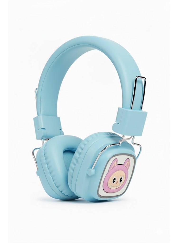 Labubu shaped RGB AH-816G Wireless Headphones: Ergonomic design, noise isolation, high-quality sound, and up to 15 hours of playtime – Baby blue - Image 1