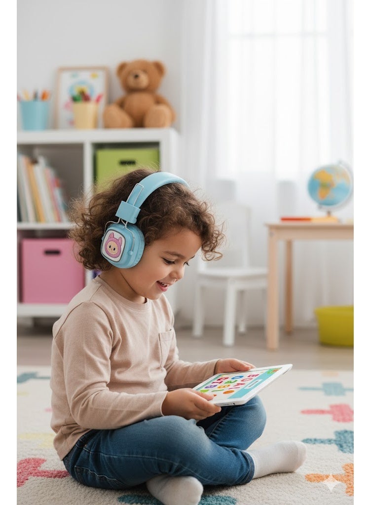 Labubu shaped RGB AH-816G Wireless Headphones: Ergonomic design, noise isolation, high-quality sound, and up to 15 hours of playtime – Baby blue - Image 4