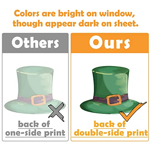 Ivenf St Patricks Day Decorations Window Clings Decor, Large Shamrock Leprechaun Top Hat Gold Coins Window Stickers for Kids School Home Office Saint Patricks Day Party Supplies Gifts, 6 Sheets 105pcs - Image 4