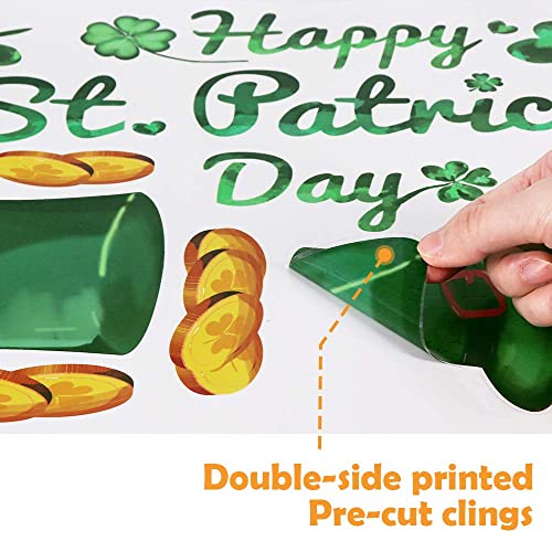 Ivenf St Patricks Day Decorations Window Clings Decor, Large Shamrock Leprechaun Top Hat Gold Coins Window Stickers for Kids School Home Office Saint Patricks Day Party Supplies Gifts, 6 Sheets 105pcs - Image 3