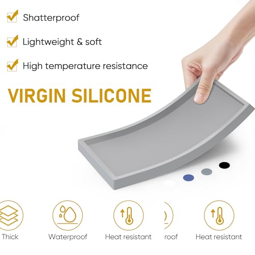 EG-SIPRO High-Grade Thickened Silicone Rectangle Bathroom Vanity Tray - Shatterproof Durable Soap Dispenser Tray for Countertop - Image 4