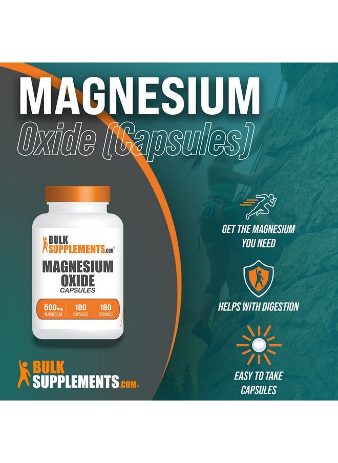 BulkSupplements Com Magnesium Oxide Capsules Magnesium Supplement Magnesium Pills Magnesium Capsules Magnesium Oxide 500Mg Capsules 1 Capsule Per Serving 180Day Supply 180 Capsules  - Image 3