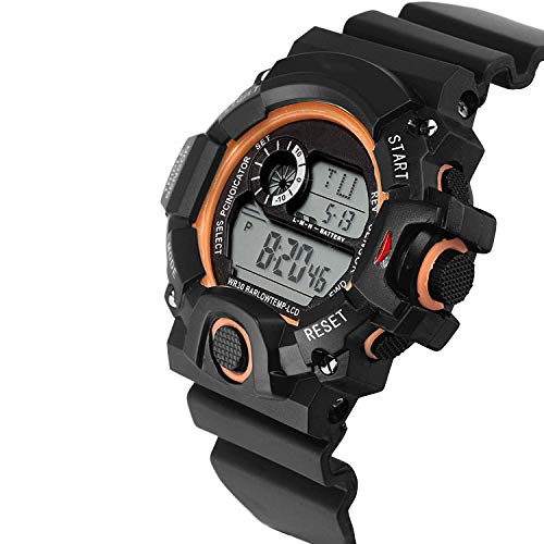 SWADESI STUFF Rubber Digital Orange Dial Kids Watch For Boys & Girls?, Black Band - Image 2