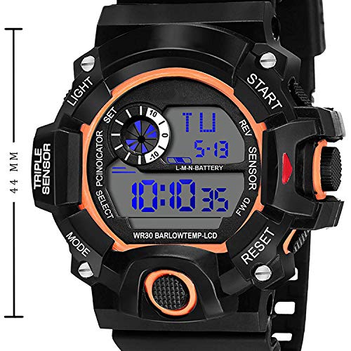 SWADESI STUFF Rubber Digital Orange Dial Kids Watch For Boys & Girls?, Black Band - Image 3