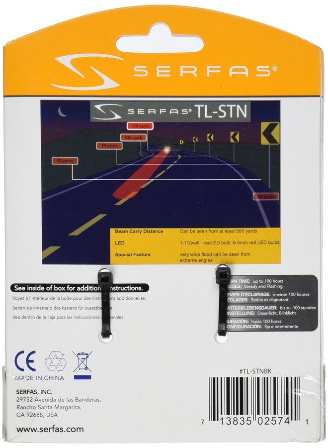 SERFAS Unisex Adult LIGHTSTAIL Seat Stay Tail Light Led- Black, One Size - Image 2