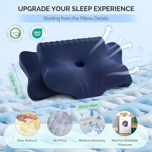 FAIORD Cervical Pillow for Neck Pain Relief - Cooling Ergonomic Dual-Sided Orthopedic Neck Pillow with Ice Silk Pillowcase, Breathable Memory Foam Contour Pillow for Side, Back, Stomach Sleepers - Image 4