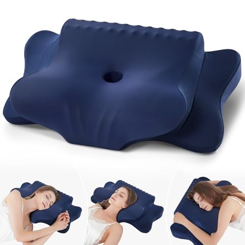 FAIORD Cervical Pillow for Neck Pain Relief - Cooling Ergonomic Dual-Sided Orthopedic Neck Pillow with Ice Silk Pillowcase, Breathable Memory Foam Contour Pillow for Side, Back, Stomach Sleepers - Image 1