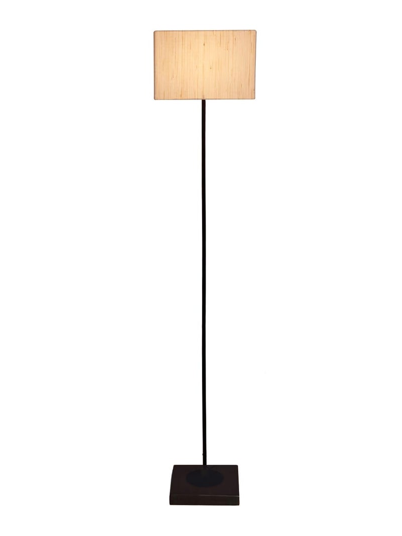 AMDHOME OffWhite Cotton Square Shade Stick Floor Lamp with Wood Square Base - Image 3