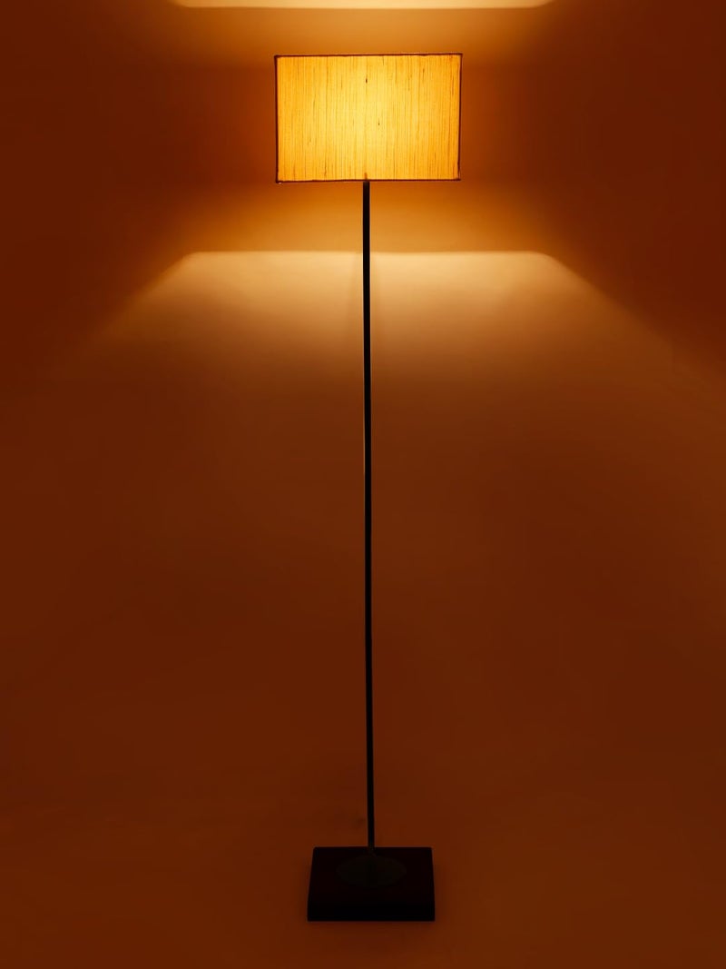 AMDHOME OffWhite Cotton Square Shade Stick Floor Lamp with Wood Square Base - Image 5