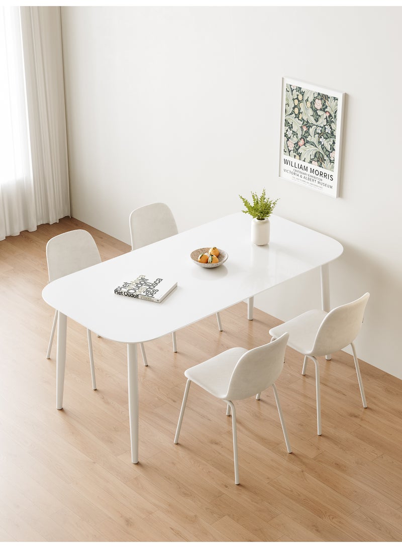 Rectangular Dining Table for 4-6 People, Kitchen Table with Rounded Corners & Metal Legs, Modern Minimalist Dinner Table for Dining Room, Kitchen & Apartment, 120x70x75cm - Image 4