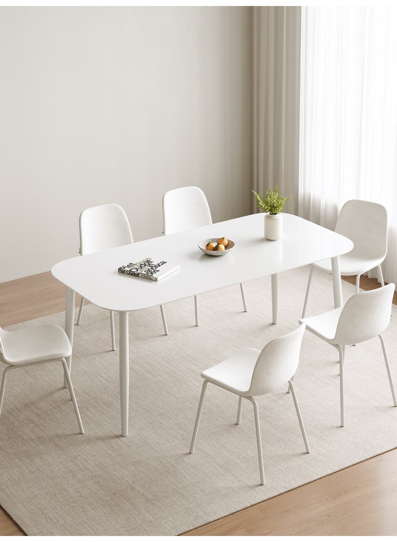 Rectangular Dining Table for 4-6 People, Kitchen Table with Rounded Corners & Metal Legs, Modern Minimalist Dinner Table for Dining Room, Kitchen & Apartment, 120x70x75cm - Image 3