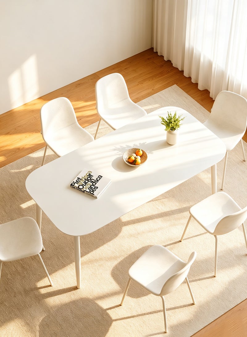 Rectangular Dining Table for 4-6 People, Kitchen Table with Rounded Corners & Metal Legs, Modern Minimalist Dinner Table for Dining Room, Kitchen & Apartment, 120x70x75cm - Image 1