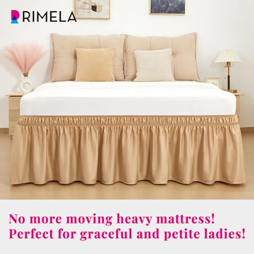 RIMELA Bed Skirt Queen Size Champagne Gold 15 Inch Drop, Wrap Around Elastic Bedskirt, Dust Ruffle for Adjustable Bed Base Soft Durable Fabric Machine Washable Easy to Install Bed Skirts - Image 2