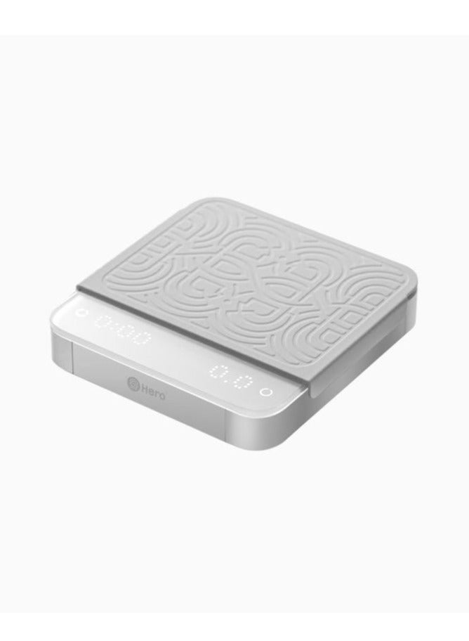 زيروهيرو "ميزان القهوة زيرو هيرو V2.0 – مصنوع من سبائك الألمنيوم/ABS/الزجاج، وزن 0.5 جم-2000 جم، ألوان: جوز/أبيض/أسود، بحجم مدمج 13.5x14.5x3 سم" - Image 1