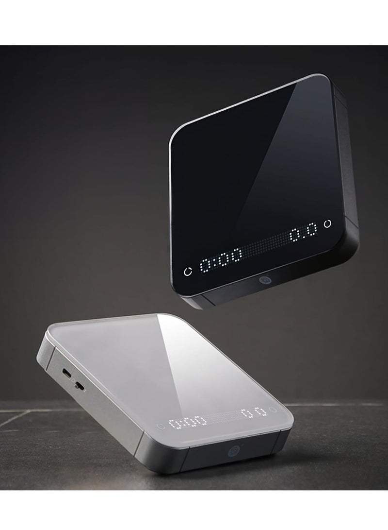 زيروهيرو "ميزان القهوة زيرو هيرو V2.0 – مصنوع من سبائك الألمنيوم/ABS/الزجاج، وزن 0.5 جم-2000 جم، ألوان: جوز/أبيض/أسود، بحجم مدمج 13.5x14.5x3 سم" - Image 2