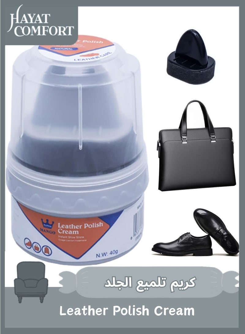 Hayat Comfort Black Leather Polish Cream with Sponge Applicator, All-Natural Shoe Polish Kit to Restore Shine and Protect from Scuffs, Waterproof Leather Conditioner for Leather Shoes, Boots, Bags, and Sofas(40g) - Image 1