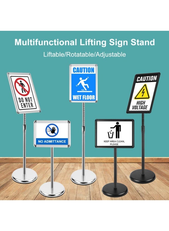 توريسيك حامل لافتات، حامل ملصقات قابل للتعديل، حامل قائمة من الألومنيوم بإطار قابل للانزلاق مع زاوية أمان، حاملات عرض أرضية قابلة للاستبدال للإعلانات، عمودية وأفقية - Image 5