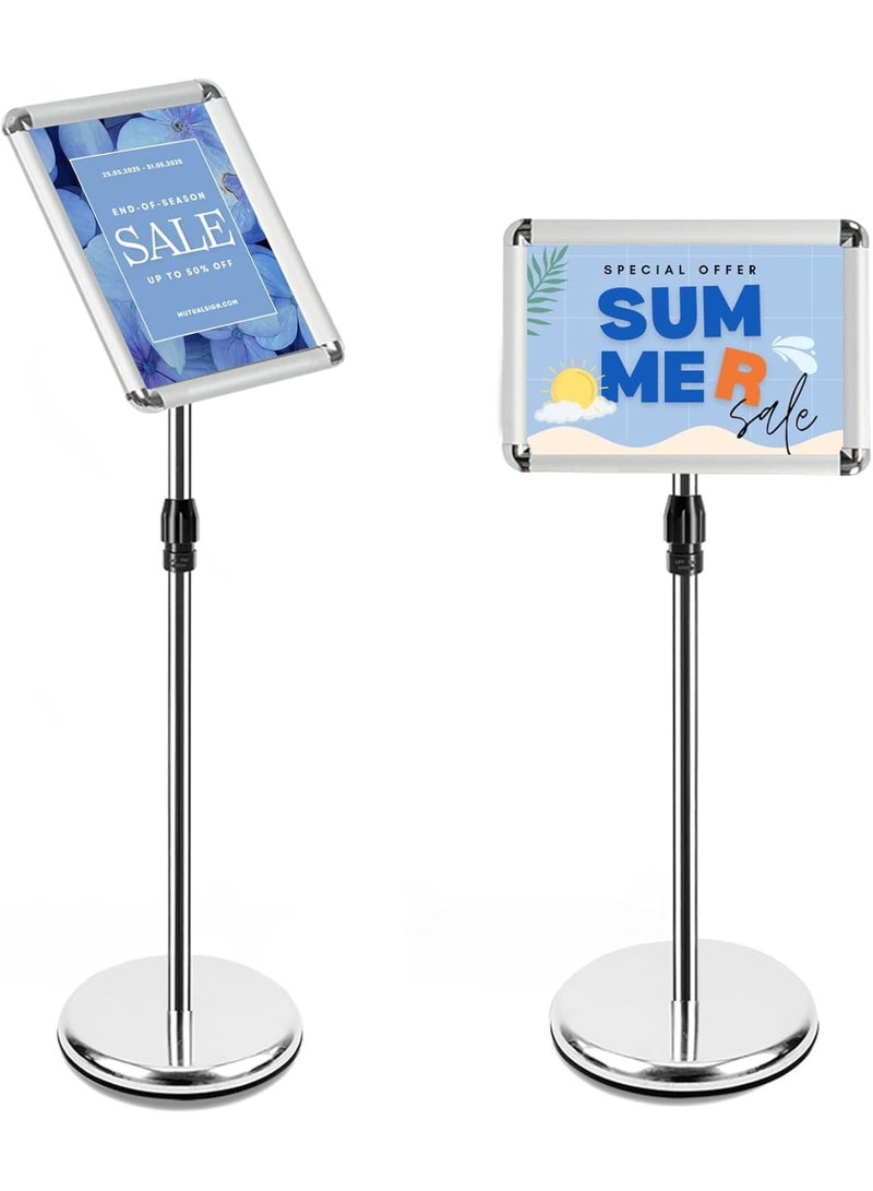 توريسيك حامل لافتات، حامل ملصقات قابل للتعديل، حامل قائمة من الألومنيوم بإطار قابل للانزلاق مع زاوية أمان، حاملات عرض أرضية قابلة للاستبدال للإعلانات، عمودية وأفقية - Image 1