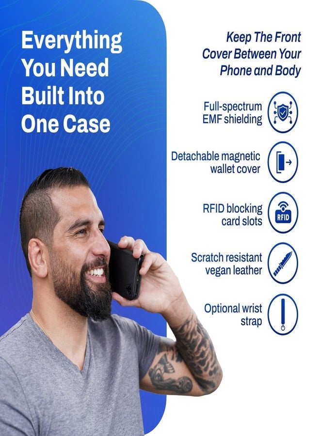 DefenderShield EMF Protection & 5G Anti Radiation iPhone 8/7/6/SE 2020 Case - RFID Blocking EMF Shield Detachable Wallet Case (Black) - Image 2