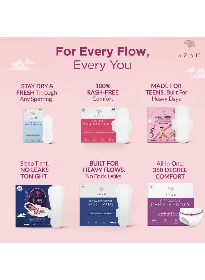 عزة سراويل أزاه النسائية للاستخدام مرة واحدة للحيض | سراويل نسائية للحيض الغزير | مظهر جديد أنيق | حماية تدوم 12 ساعة | تغطية 360 درجة | حماية طوال الليل [مقاس M-L، عبوة من 10 قطع] - Image 2