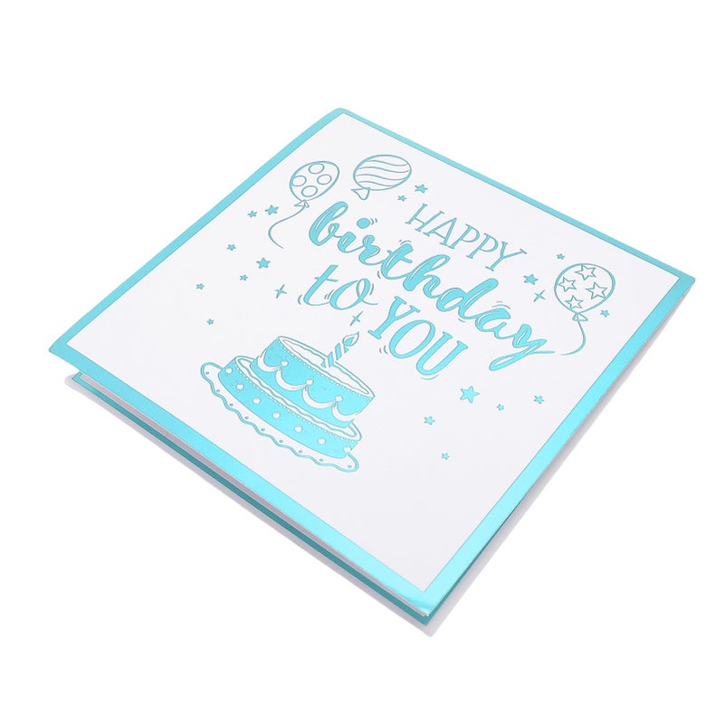 Birthday Card Cake Fireworks Stars Balloons 3D Birthday Greeting Card with Light Music Envelope for DIY Present Blue Green - Image 5