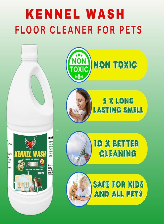 TICKZ OFF منظف أرضيات TICKZ OFF Kennel Wash - يزيل روائح الحيوانات الأليفة ويطهر - آمن للحيوانات الأليفة والأطفال - تركيبة غير سامة وصديقة للحيوانات الأليفة للمنزل والمكتب وأماكن إيواء الكلاب (ياسمين، 1000 مل) - Image 2
