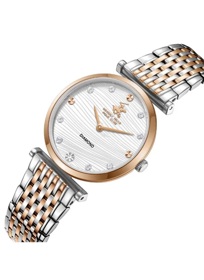 BEVERLY HILLS POLO CLUB BEVERLY HILLS POLO CLUB BP3737X.530 Women's Analog Display Watch & Metal Strap Silver/Rose Gold
