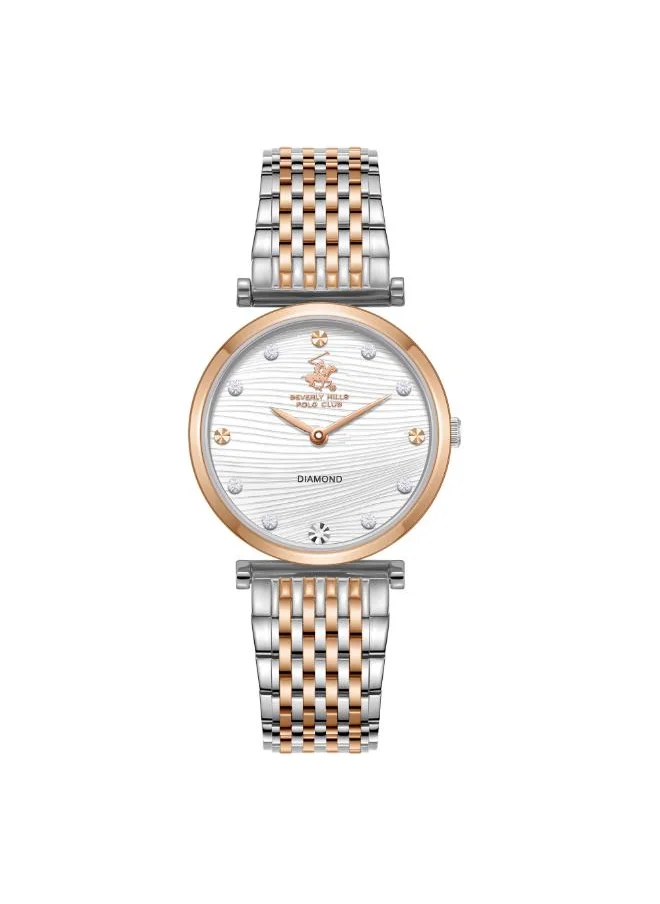 BEVERLY HILLS POLO CLUB BEVERLY HILLS POLO CLUB BP3737X.530 Women's Analog Display Watch & Metal Strap Silver/Rose Gold