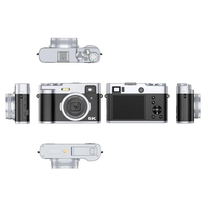 Portable Digital Camera 5K Video Camera 2.8-inch IPS Screen 48MP Dual Lenses 16X Digital Zoom Auto Focus Anti-shaking with 2pcs Batteries 32GB Memory Card - Image 2